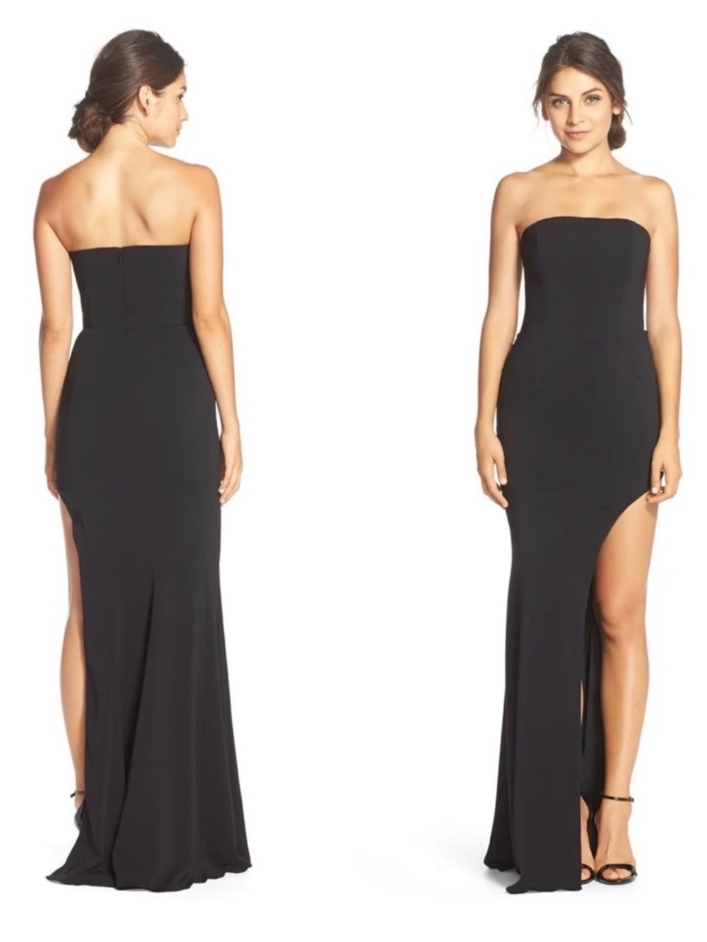 Jay Godfrey Strapless Black Evening Gown with Thigh Slit Size 4